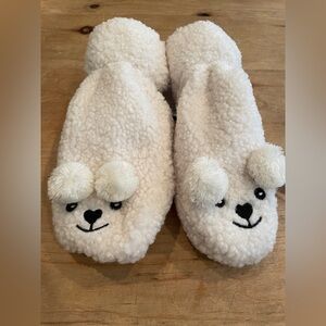 NWT I am Juniors Sherpa White Black Faux Fur Animal Mittens ages 13 and up